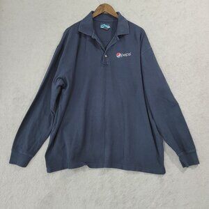 Vtg Tri-Mountain Pepsi Logo 3XL Faded Navy Blue Long Sleeve Polo Shirt